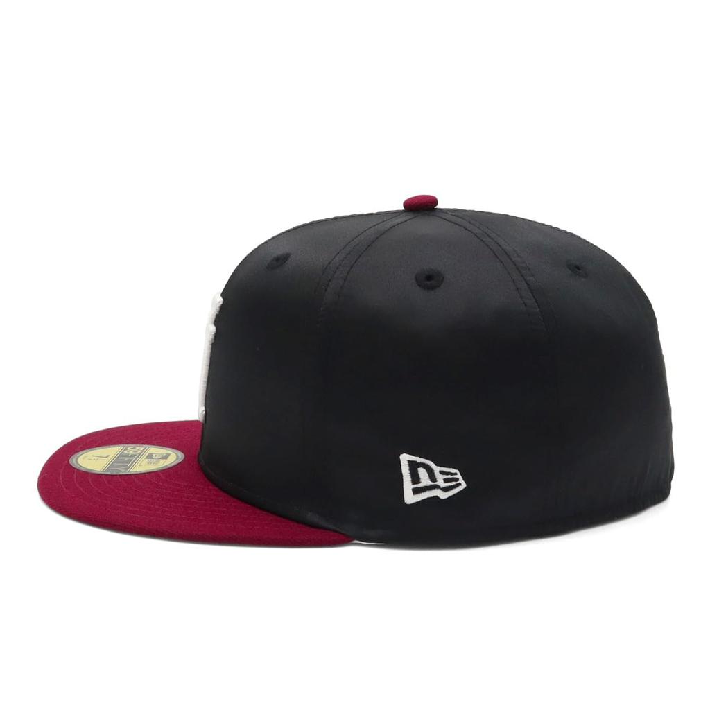 New Era 59FIFTY Los Angeles Dodgers ONSPOTZ LA Satin 7 59Fifty Up Side Down Side MLB Los Angeles Dodgers Cap, Exclusive, Black/Red, 1/8 Scale, Patch,