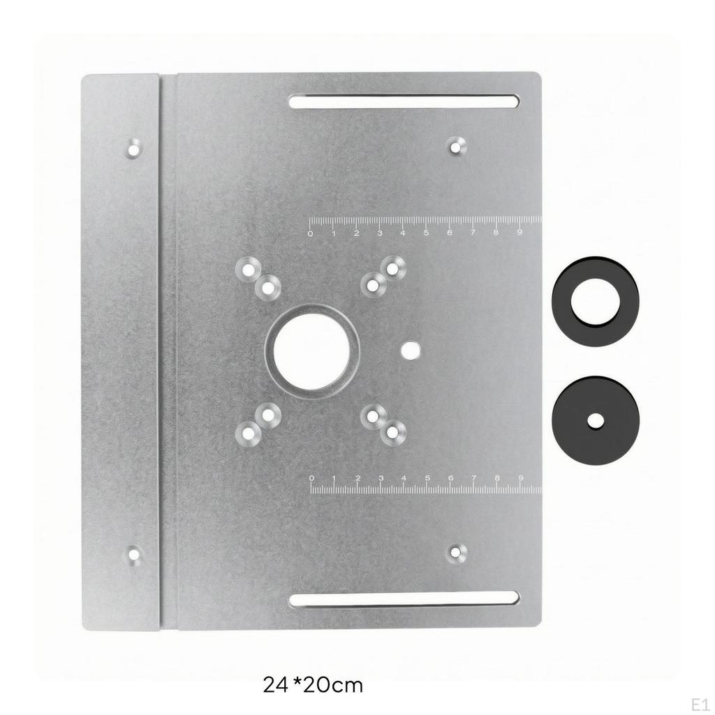 Router Plate with Insert Rings Engraved Measurement Measurements Aluminum