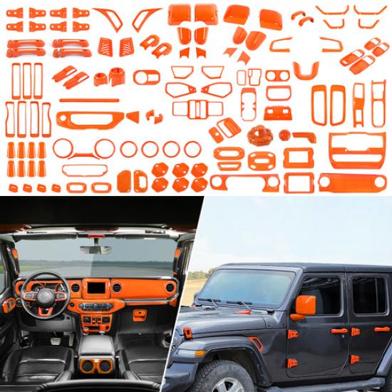 Orange Full Set Center Console Cover Trim Set For Jeep Wrangler JL Gladiator 18+