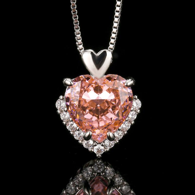 Šperky Nová súprava Vysoko uhlíková Papalacha Náušnice v tvare srdca Prsteň Náhrdelník Módna ľahká luxusná pre ženy