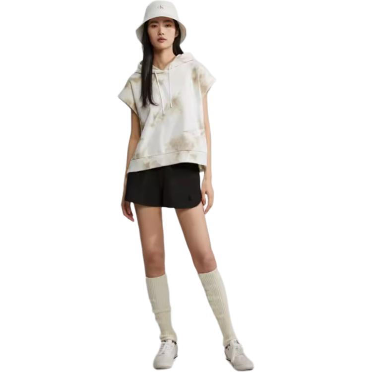 Calvin Klein Letter Embroidered Elastic Waist Straight Leg Shorts Women shorts Black 40WI253BAE