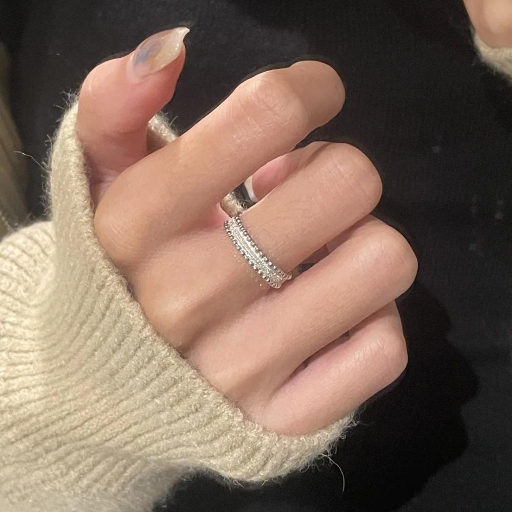 

Vintage Women Rings Retro Beaded Stackable Minimalist Jewelry Elegant Antique Style Fashion Accessories adjustable