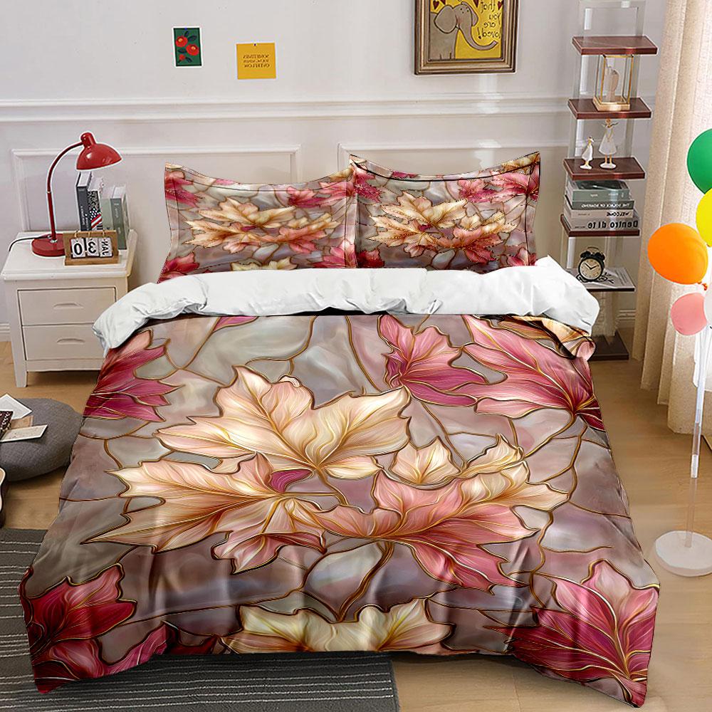 Autumn leaves with veins. Bedding sets Duvet cover sets Duvet covers Pillowcases(1* Duvet Cover 2* Pillowcases without duvet insert)