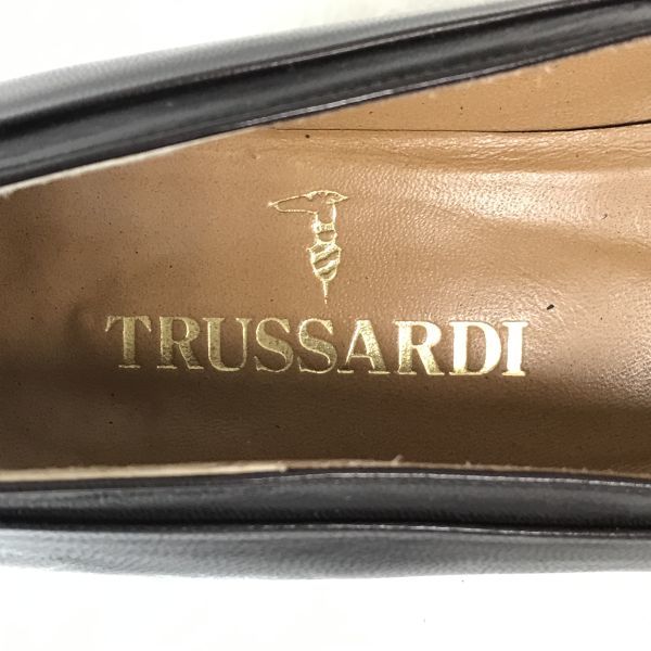 USED/Made In Japan TRUSSARDI High-Quality Leather Low Heel Pumps 23.5 Dark Brown