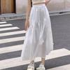 Half-length Skirt Women's Summer Simple and Thin Fashion Design Sense Pleated Stitching Elastic Waist Skirt