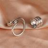 Silver Unique Lines Massive Ring Set Women‘s Large Rings Finger Jewelry Vintage Distorted Geometric Ring for Birthday Gift