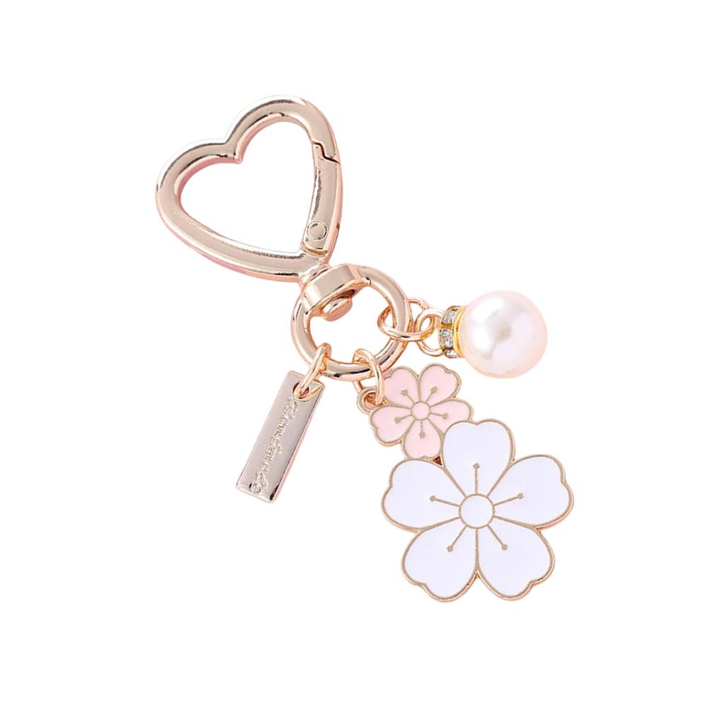 Stylish Dual Color Floral Letter Pearls Keychain Versatile Floral Pearls Keychain with Letter Card Charm For Keys Bags