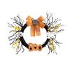 Halloween Wreath Decor With Black Cat Boo Pumpkin Ghost Hanging Ornament Home Party Door Wall Decoration