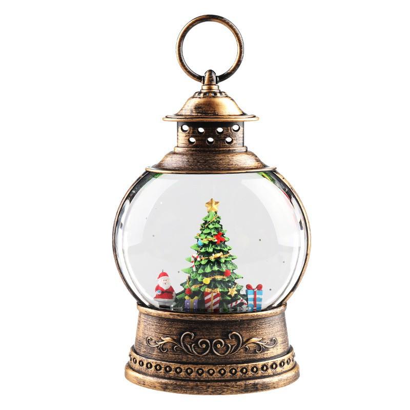 Christmas Decorative Music Box With LED Light Crystal Ball Santa Tree Figurine Home Tabletop Holiday Display