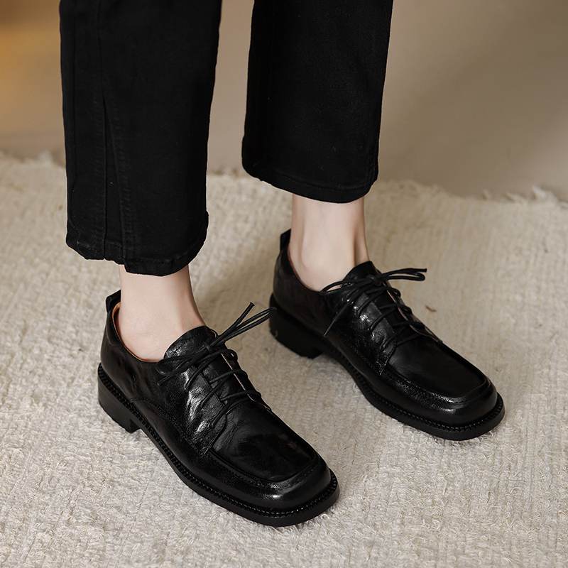 Krazing Pot Sheepskin Round Toe Size 42 Loafers Med Heels Lace Up Size 41 Rome Gladiator Autumn Pumps