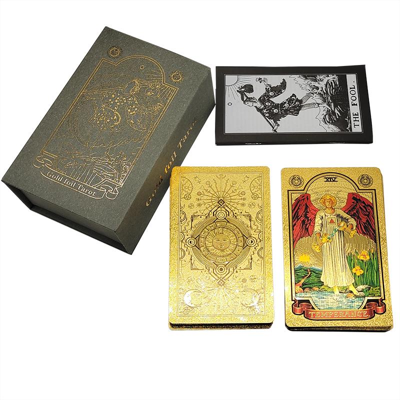 The New Knight Laser Gold Foil Tarot Board Game Set Hot Stamping Luxury PVC Waterproof Wear-resistant Divination Cards