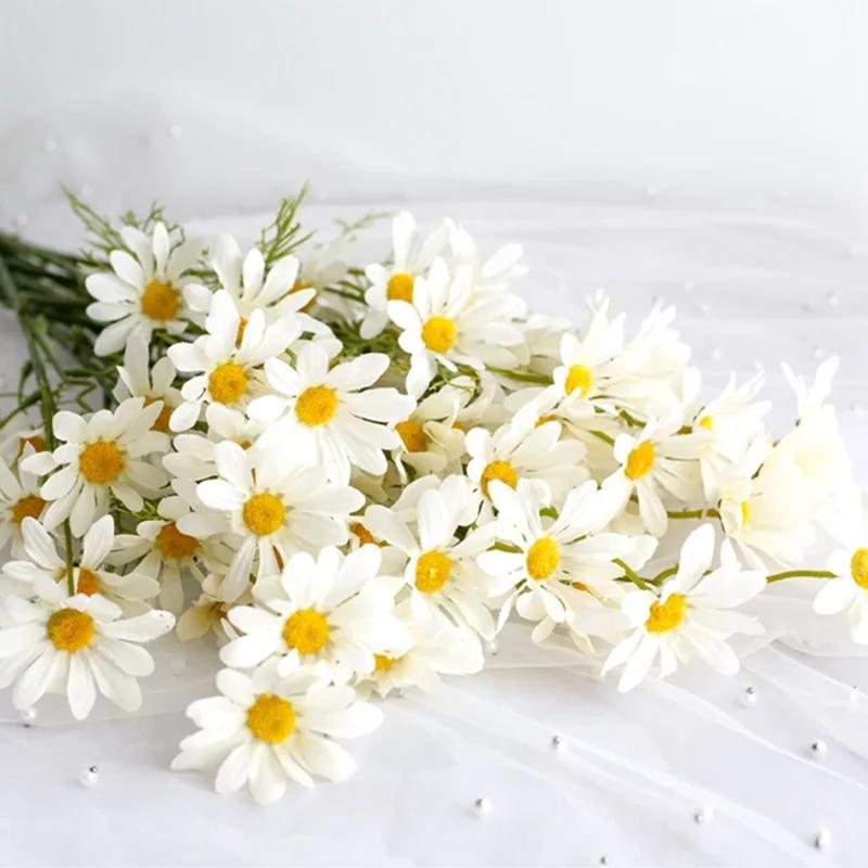 5 Heads Artificial Flower Chamomile Simulation Small Daisy Wedding Home Festival Vase DIY Photography Decoration Prop Table Yard