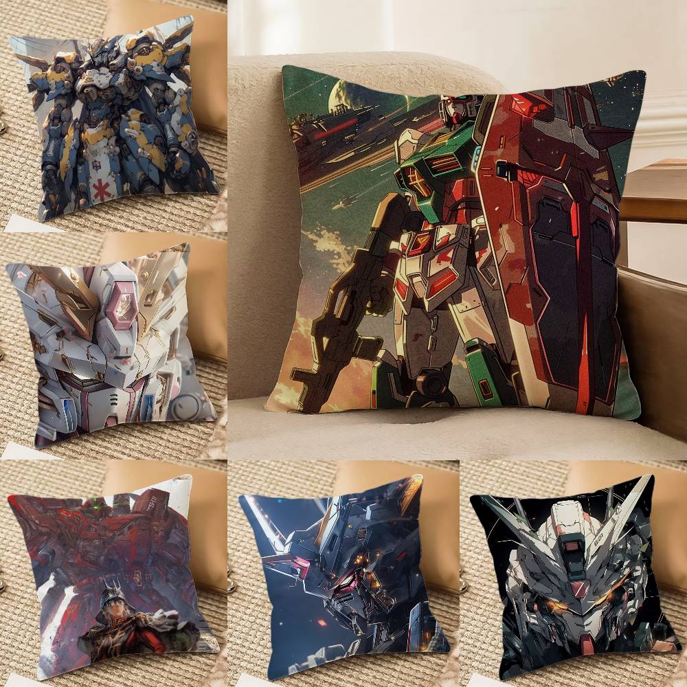 Mobile Suit Gundam Strike Gundam Anime Plush Pillow Cover Soft Short Plush Cushion Cover For Sofa Bedroom Home Decor Gift