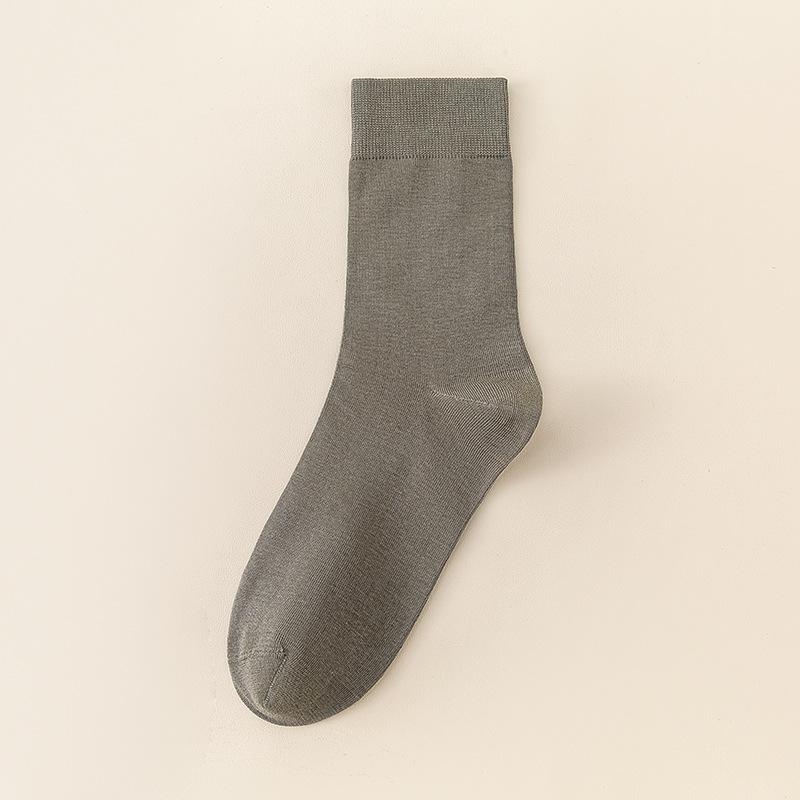 Socks Men's Mid-calf Socks Cotton Anti-odour Sweat Autumn and Winter Boneless Solid Colour Stockings Large Size Men's Business Socks