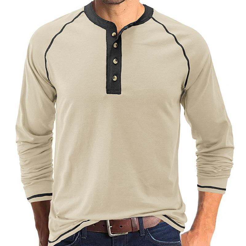 Retro Men'S Outdoor Loose Autumn Hoodie Casual Long Sleeved Henley Collar Top Shirt Cardigan