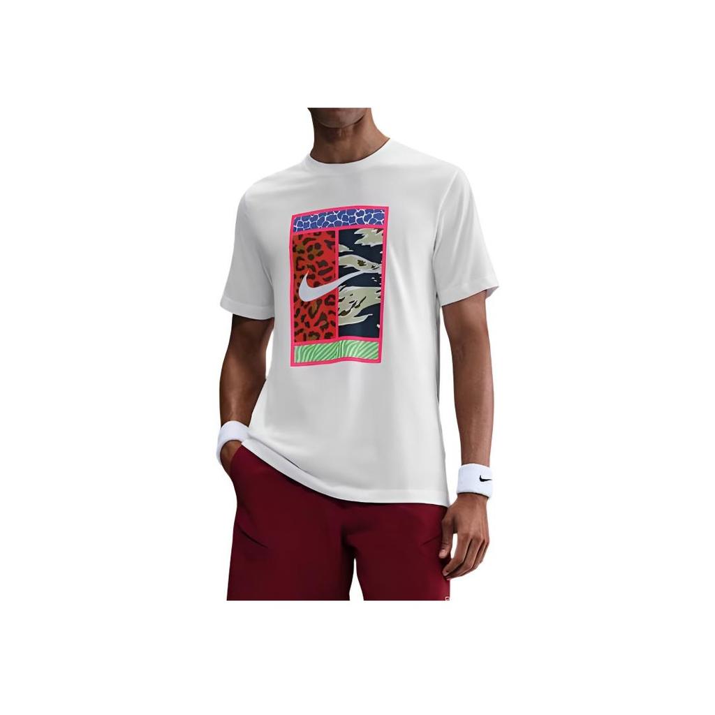 Nike Dri-Fit Court Tennis Comfortable Fashion Trendy Simple Printed Short Sleeve T-Shirt Men Tops White HV1715-100
