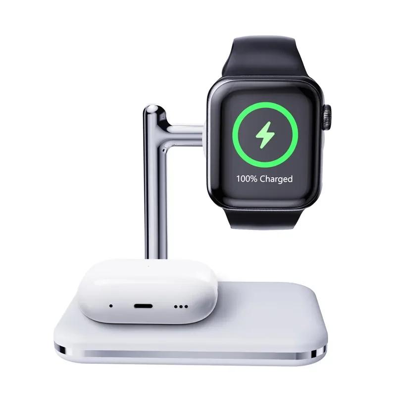 

30 Вт Беспроводная зарядная панель 2 в 1 для Watch 8 7 6 5 SE 4 3 Ultra AirPods Bluetooth-гарнитура Быстрая беспроводная зарядная станция