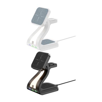 Magnetic Wireless Charging Station ABS Texture Suitable for Phone Watch Earphone Fast 15W Charging Built In Night Light
