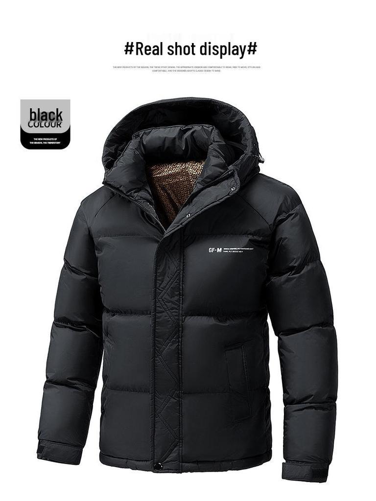 Men's Winter 2025 Thickened Cotton Hooded Jacket - Warm, Loose, Windproof Outerwear