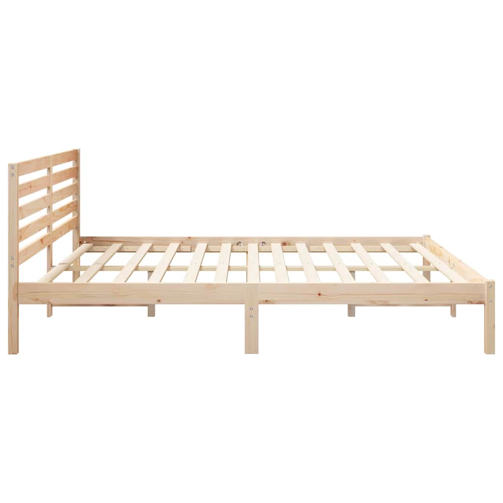 Brown Bed Frame with Headboard 180 x 200 cm Solid Pine Wood