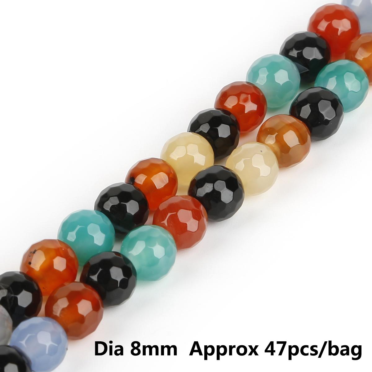 

Натуральный камень граненые разноцветные бусины из агата круглые свободные бусины для изготовления ювелирных изделий своими руками браслет ожерелье 8mm 47pcs