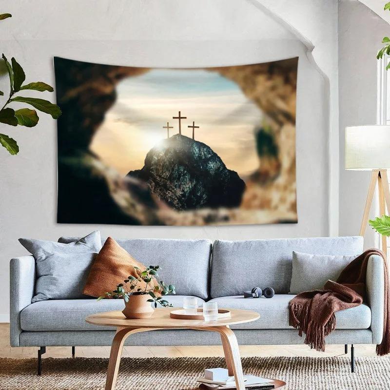 Resurrection Cross Pattern Decoration Bedroom Living Room Tapestry Home Wall Decoration Tapestry