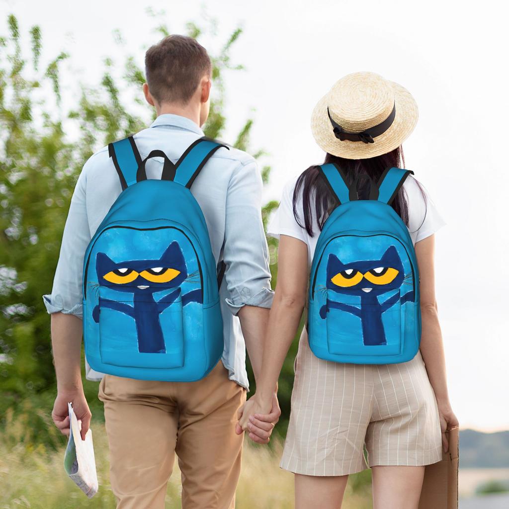 Cartoon Pete the Cat  Backpack for Men Women Fashion Student Work Daypack Groovy  College Shoulder Bag Durable