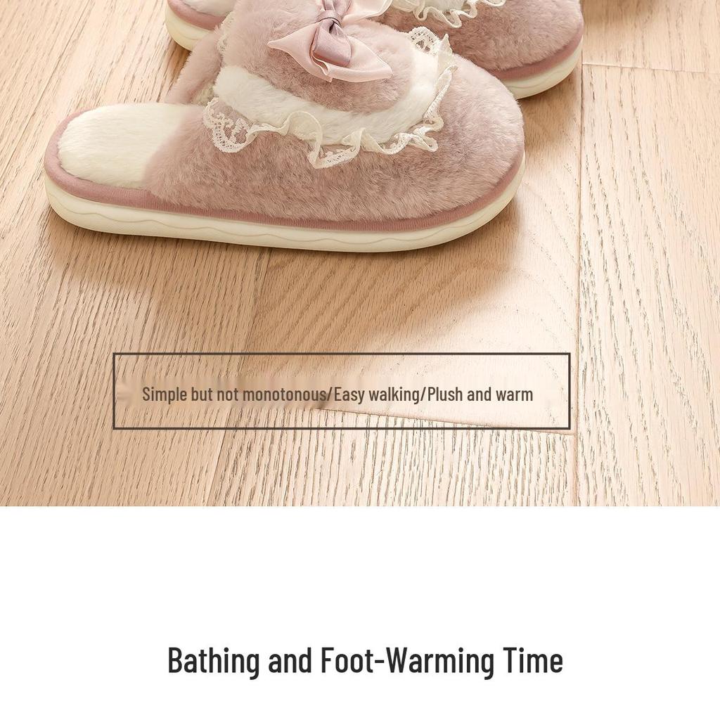 Women's Plush Cotton Slippers - Autumn/Winter 2024 Non-slip, Warm, Poop-Feeling Indoor House Shoes