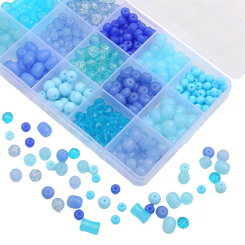 20pcs Blue Color Crystal Glass Loose Space Beads for Bracelet Necklace DIY Jewelry Craft Making Beads