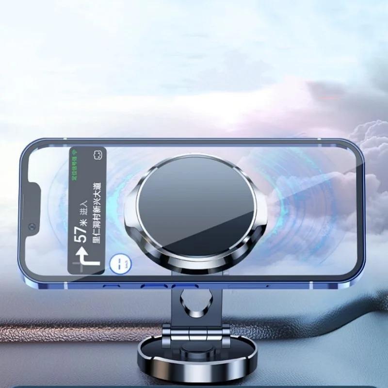 Universal Magnetic Car Phone Holder with 360° Rotation and Foldable Design for Dashboard or Air Vent