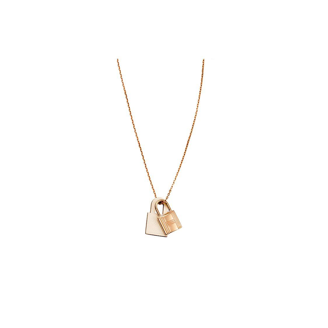 

Hermès OKelly Calfskin Lock Pendant Women necklace Gray White Rose-Gold H078852CDI2 Gray White Rose Gold,F