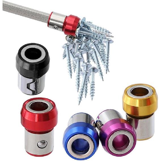 Screwdriver Meonsopoli Head Magnetic Ring for Drill, 6 Pieces Magnetic Screw Ring, Universal Magnetizer for Drill, 1/4"/6.35mm Universal Magnetic Bit