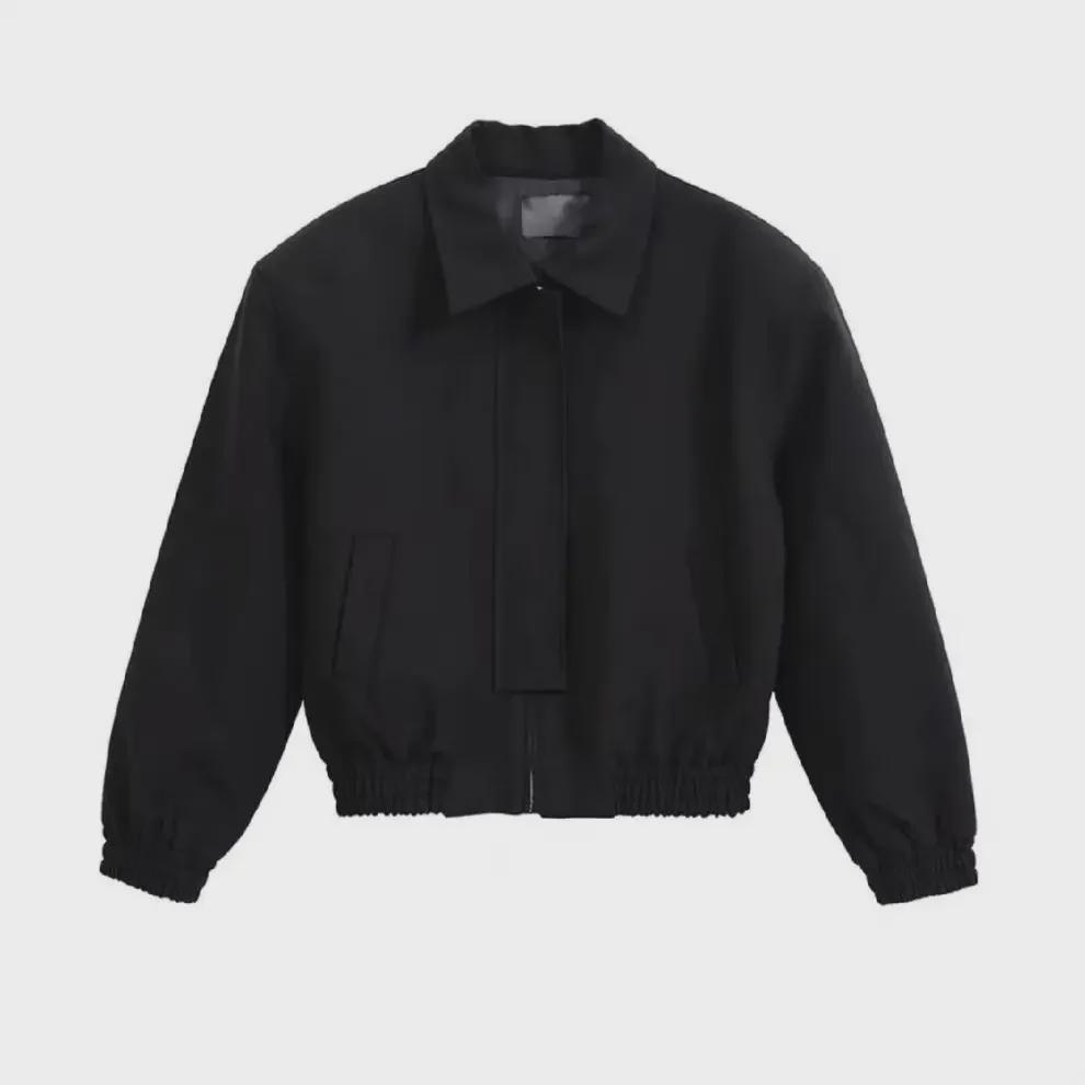 "Męska kurtka 2023 o luźnym kroju z poduszkami na ramionach i metalowym zamkiem błyskawicznym - styl jesienno-zimowy"