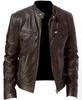 Foreign Trade European And American Men'S Clothing Men'S Leather Jacket Male Teenager Stand-Up Collar Punk Men'S Locomotive Leather Jacket Plus Logo