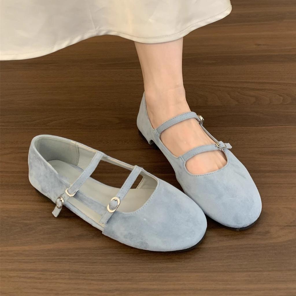 Side Air Shallow Mouth Single Shoes Women's Spring and Summer New Round Head Ladyshoes Ballet Soft Flat Bottom One Pedal Doudou Shoes