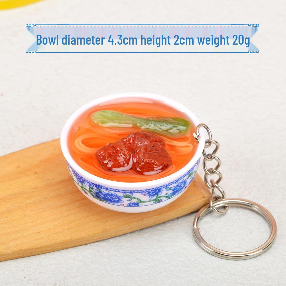 Chinese-Style Edible Toy Keychain: 4cm Simulation Food Bowl Pendant Gift