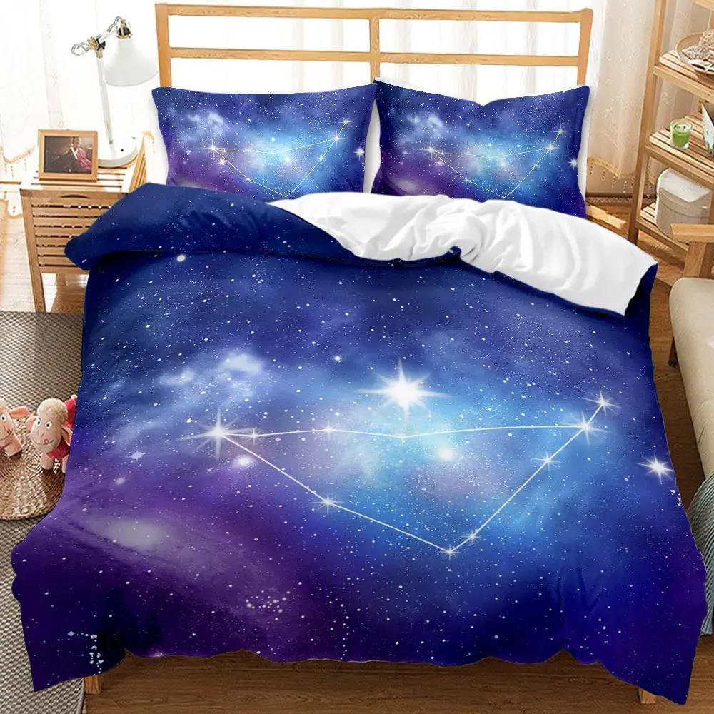 Universe Duvet Cover Galaxy Planet Comforter Cover Universe Outer Space Quilt Cover 3D Starry Sky Series Polyester Bedding Set