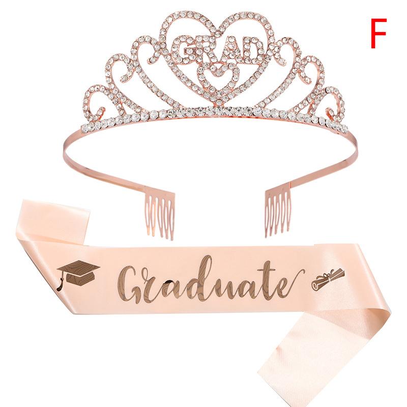 Graduated Satin Sash Glitter Crown For Graduation Party Decoration Photo Booth Props Bachelor Graduated Supplies