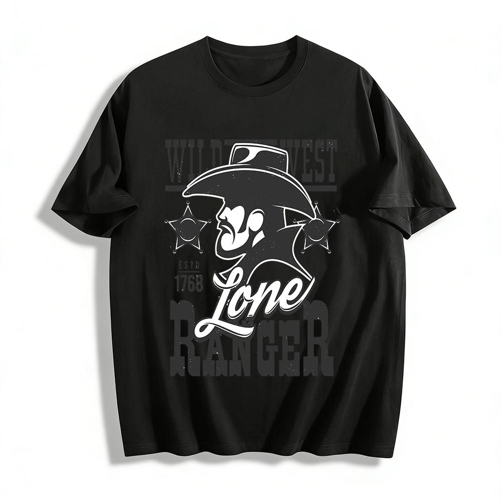

Wild West Lone Ranger Vintage Graphic Casual Short Sleeve T-Shirt Pure cotton T-shirt 6XL