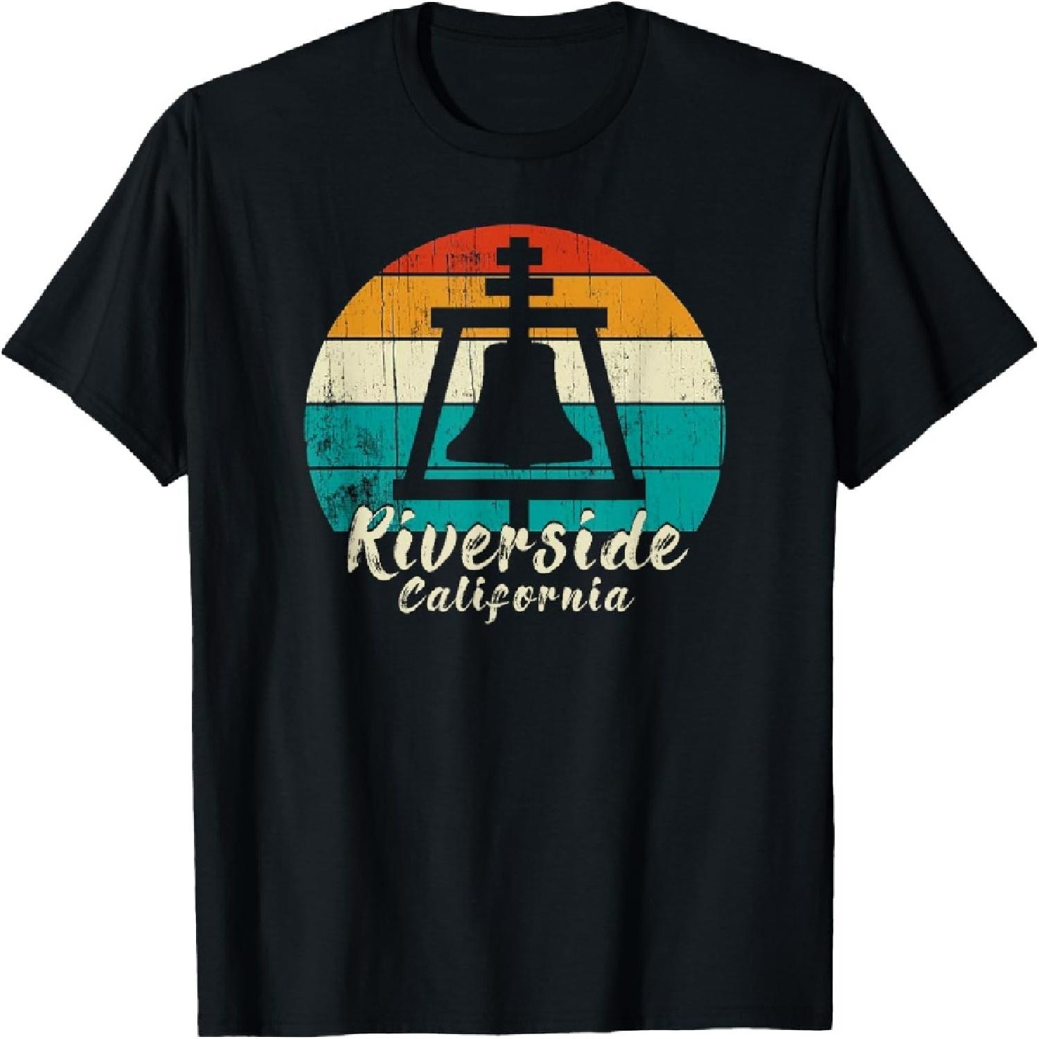 Riverside California vintage design with sunset T-Shirt S