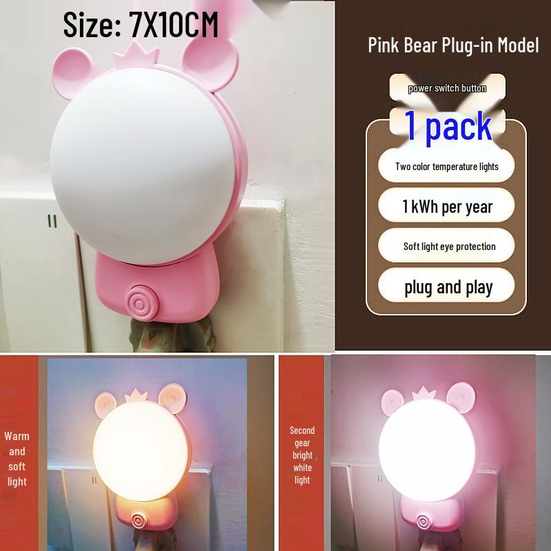 Indoor LED Night Light: Plug-In Bedside Lamp for Nighttime Use, Eye Protection, Energy-Saving, Ideal for Bedrooms and Night Feeds.
