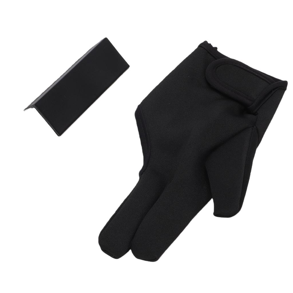 3 Finger Barber Glove Heat Resistance Gloves with Flat Iron Comb Attachment for Hair Styling Black