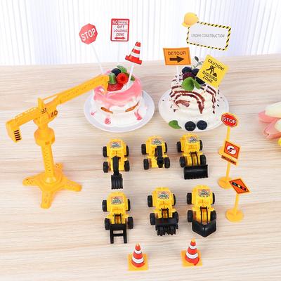 For Kids Boys Cupcake Topper Birthday Cake Topper Road Sign Crane Construction