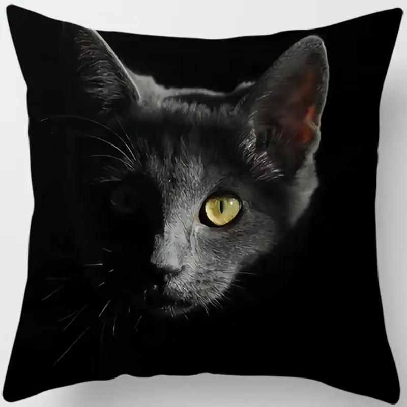 Cartoon Cat Printed Square Pillowcase Home Bedroom Car Sofa Cushion Cover