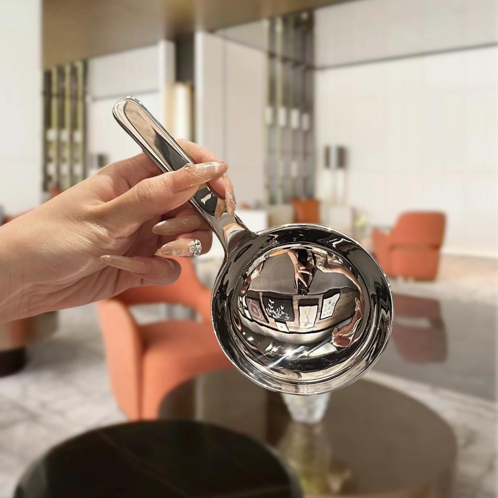 Large Size Serving Spoon Short Handle Soup Ladle Kitchen Tableware Round Soup Spoon  Home