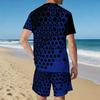 Men Gold White Geometric Triangle 3D Print Short Sleeve Tee And Matching Shorts Two Piece Outfit