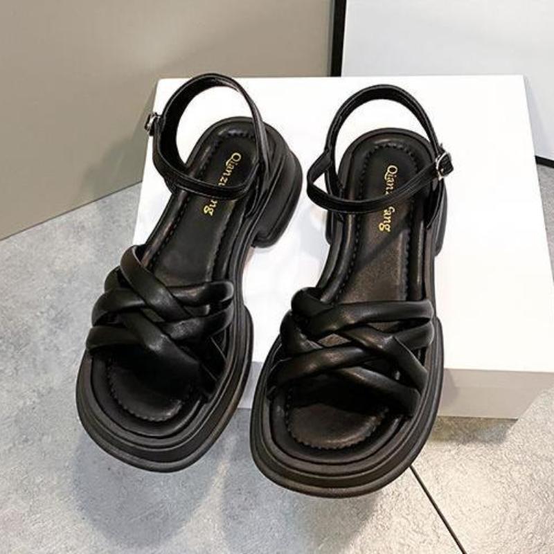 Fashion Summer New Sandals Women's Fashion Platform Cross-toe Sandals Comfortable Muffin Casual Women's Shoes Luxury Sandals Heels Women