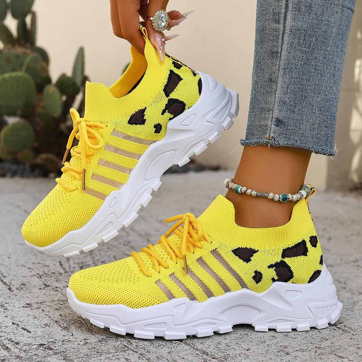 

Shoes women s summer fashion hot-selling new foreign trade mesh breathable leopard print sports shoes new casual women s shoes 42