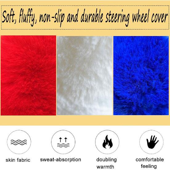 Fluffy Steering Wheel Cover For Women Fuzzy Steering Wheel Cover Winter Warm Faux Wool Plush Car Wheel Cover Furry Steering Wheel Protector Universal