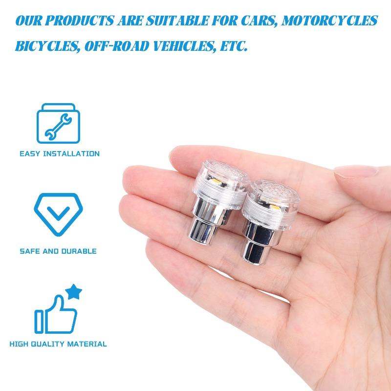 LED Bicycle Wheel Fluorescent Light Motorcycle Tire Valve Light Cover Decoration Neon Electric Car Modification Accessories